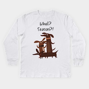 Cute and excited dachshunds realize it’s the season Kids Long Sleeve T-Shirt